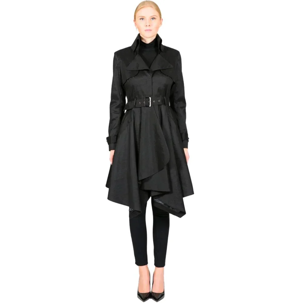 Belle Fare Elegant Black Trench Coat | Boutique - Picture 1 of 8
